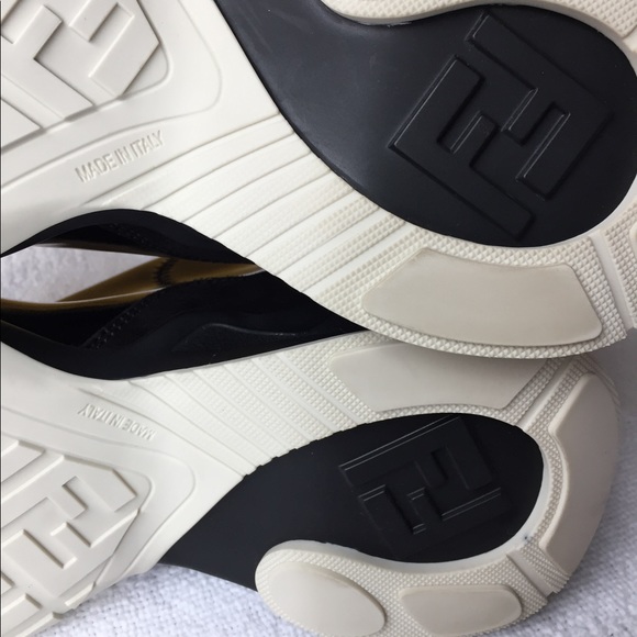 Fendi Ffluid Mid Top Glossy Sneakers Black Womens 9 US 39 EU New In Box Auth - Picture 9 of 13